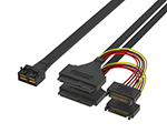 HD Mini SAS SFF-8643 8i轉(zhuǎn)U.2 2SFF-8639+Power 15P硬盤數(shù)據(jù)線