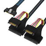 MCIO 8X 轉(zhuǎn) 2*U.2 (SFF-8639)+15P 數(shù)據(jù)傳輸線