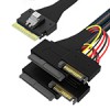 SlimSAS SFF-8654 8i轉(zhuǎn)U.2 2SFF-8639＋15PIN 帶耳朵硬盤高速線